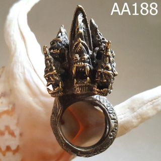 Solid Huge Bronze Naga 3heads Serpent Snake Ring For Bikers Thai Amulet Aa188g