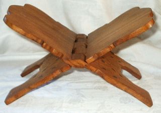 Indian Hand Carved Wooden Book Holder/stand With Brass Detail