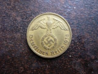 10 Reichspfennig 1938 (g) Rare Third Reich German Coin Castorstefan