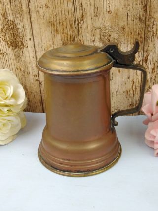 Lovely Antique English Copper & Brass Ale Tankard Make Fabulous Theatre Prop