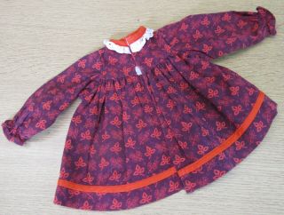 70s Vintage Sasha doll 70s Dolly Togs clothing Long sleeved red print dress 2
