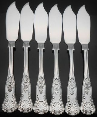 Kings Pattern Set Of 6 Fish Eater Knives - Silver Plated Epns A1 Sheffield