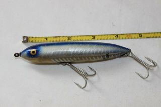 Vintage Heddon Zara Spook Nose Line Tie Fishing Lure 4 1/4 " Blue Shore Poor