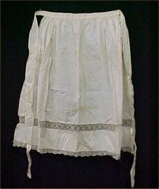 Vintage Antique Skirt Apron Cotton Fabric C1900 Era Hand Crocheted Lace Insert