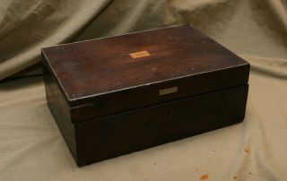 Antique Rosewood Lap Desk Campaign Box Traveling Secretary Writing Desk Fitted