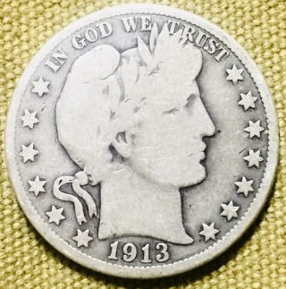 1913 S Barber Half Dollar Rare Date And