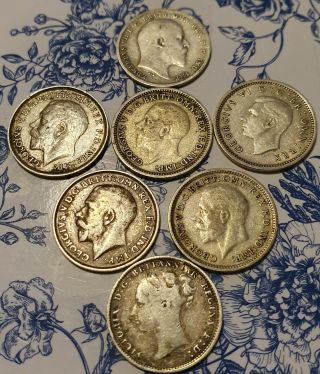 7 X Silver 3ds Coins
