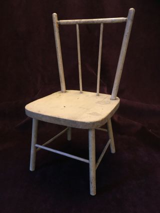 Primitive Vintage Wood Doll Chair 14 1/2 Inches High Please