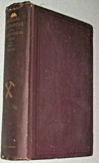 1916 Antique Book Gold Silver Copper Metal Resources 1914 :us Geological Survey