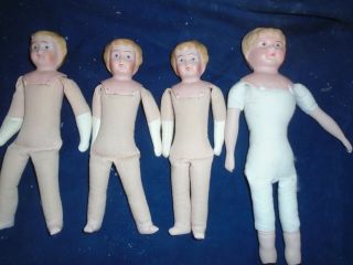 4 Tin German Minerva Doll Heads With Bodies