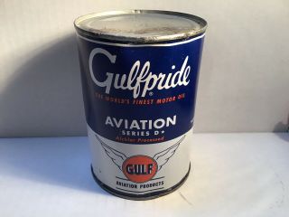 Vintage Gulf Aviation Oil Can Quart Metal Gas Rare Handy Sunoco Oilzum Sinclair