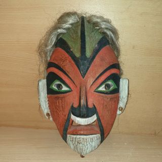 13 Old Rare Antique Vintage American / Mexican Carved Massive Wood Mask Painted 3
