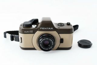 [exc,  ] Rare Pentax Auto110 Maroon Slr W/ 24mm F/2.  8 Lens Set From Japan