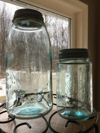 Antique Consolidated Fruit Jars (cfjco) / Large 56 Oz & Small 16 Oz W/zinc Lids