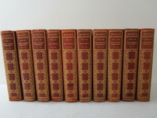 Antique 1900 Modern Eloquence Book Set 10 Volume Gilt Leather University Society