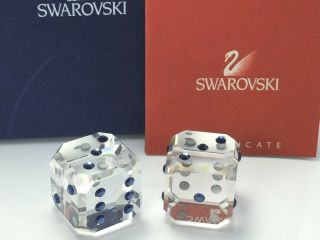 Rare Hard To Find Swarovski Crystal Blue Dice Set Of Two 619308 Mib W/coa
