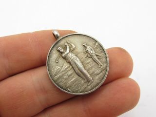 Vintage Sterling Silver 925 Golf Medal Albert Chain Fob