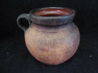 Small Antique 19th Century American Redware Bean Pot 3