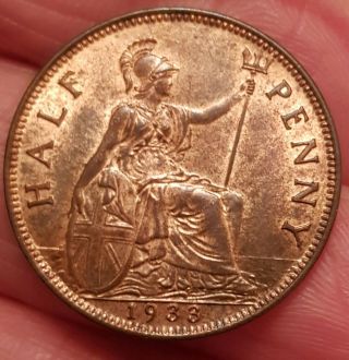 1933 George V Halfpenny H67 Very Good Detail Much Lustre Rare Thus