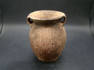 Chinese Neolithic Age Period Pottery 2 Handles Jar V4041
