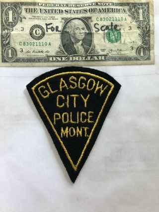 Very Rare Glasgow City Montana Police Patch In Great Shape
