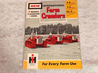 Rare 1956 International Harvester Farm Crawlers T - 4 T - 5 Td - 5 Dealer Brochure