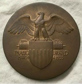 Rare Us 1933 Inaugural President Franklin D.  Roosevelt Bronze Medal 3 "