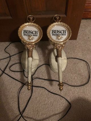 Twovintage Busch Bavarian Beer Wall Sconce Electric Sign Light Lamp Gold Antique