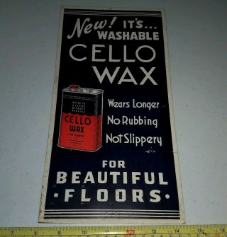 Vintage Cello Floor Wax Baltimore Md Advertising Sign Rare