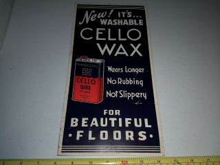 Vintage Cello Floor Wax Baltimore MD Advertising Sign Rare 2