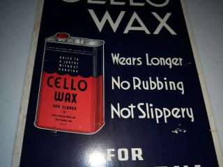 Vintage Cello Floor Wax Baltimore MD Advertising Sign Rare 3