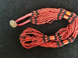 Antique Natural Red And Black Coral Beads Long Necklace 145 Grams