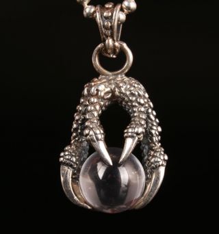 Dragon Claw Crystal Ball Statue 925 Silver Crystal Hand Carving Pendant