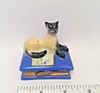 Limoges Box Cute Siamese Kitty Cat Eximious Peint Main France Rare
