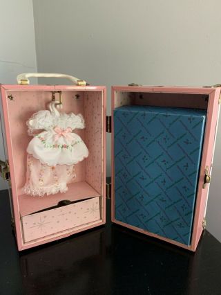 Vintage Pink Metal Doll Trunk With Madame Alexander Doll And Clothes