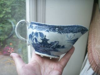 Old Antique Chinese Porcelain Blue And White Sauce Gravy Jug 1750 Hand Painted