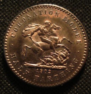 Rare 1902 Coronation Model Half Farthing Lustrous Example By Lauer