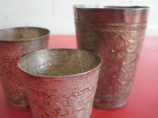 Silver 900 African or Asian Shot ' Glasses ' Set of Three 2