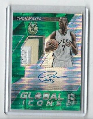 2016 - 17 Spectra Global Icons Thon Maker Patch Auto Rc Green Prizm Ed 2/5 Rare