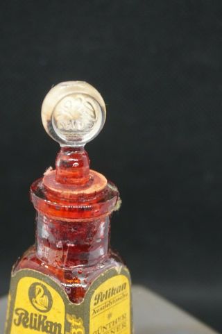 Antique Pelikan GUNTHER WAGNER Germany Glass Ink Bottle Inkwell Tusche gegr.  1838 2