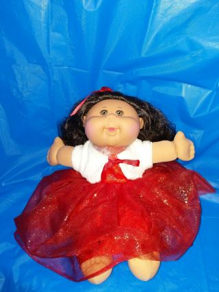 Vintage Cabage Patch Girl Doll With Red Holiday Dress