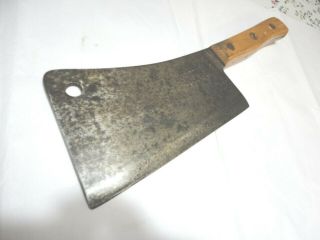 Antique Briddell Solid Steel Meat Cleaver Made In U.  S.  A.  8 " Blade 14 1/2 " Handle