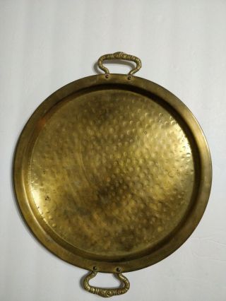 Hand Hammered Antique Brass Serving Tray Platter