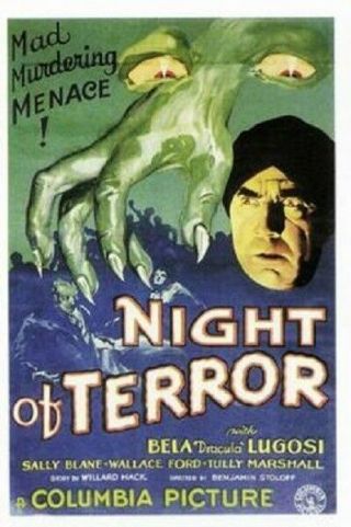 Night Of Terror 1933 Rare Bela Lugosi Film Pre - Code Movie Dvd
