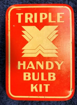 Vintage Antique Triple X Automobile Spare Bulb Kit Tin Little Frank Auto Stores