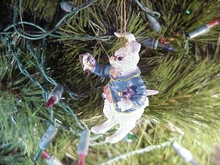 Rare Beury Alice In Wonderland White Rabbit With Watch Christmas Ornament