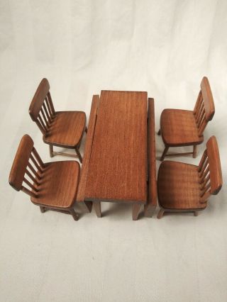 Toncoss Sturbridge Dollhouse Miniature Wooden Dining Table Vintage Great Set