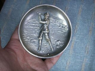 Rare Antique Silver Plated Golf Sporting Edwardian Figure Dish 1910 Golfing Man 2