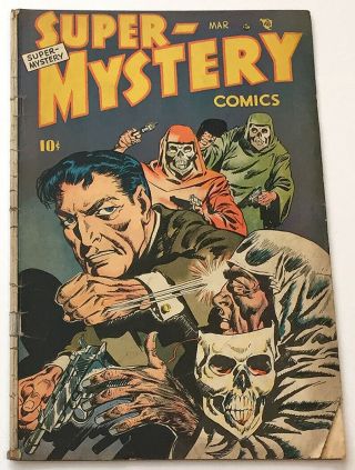 Mystery Comics V8 4 (rare Skull Cover,  The Unknown,  Mr.  Risk,  Ace 1949)
