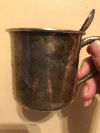 Lunt Vintage Sterling Silver Baby Cup Mug And Spoon " Kirstin " 84.  8 Grams (1969)